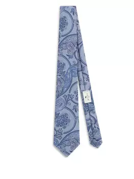 Галстук ETRO с микрополосками и узором пейсли, синий
