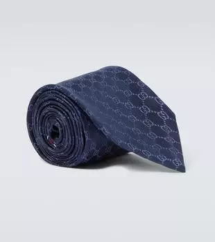 Галстук GG из шелкового твила Gucci, Navy/Blue