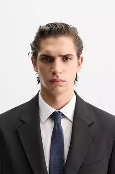 Галстук из 100% шелка жаккард ZARA, синий