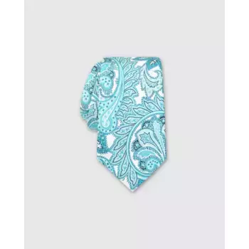 Галстук из бирюзового шелка Olimpo с узором пейсли, бирюзовый