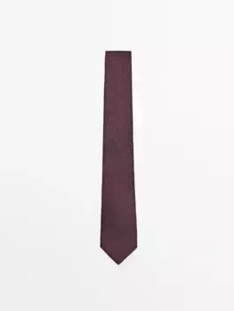 Галстук из хлопка и шелка зигзаг Massimo Dutti