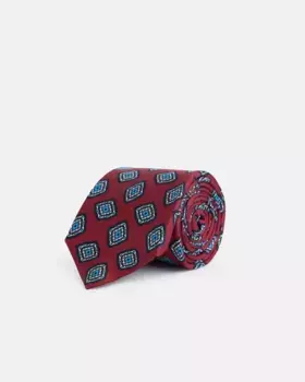 Галстук из шелка с медальонным принтом Silbon, красный