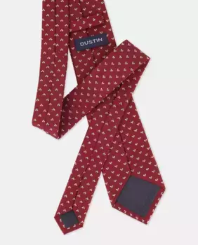Галстук из шелка с микроузором Dustin, бордовый