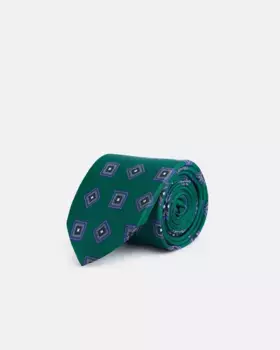 Галстук из шелка с неровным ромбом Silbon, зеленый