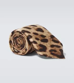 Галстук из шелкового твила с принтом животных Dolce&Gabbana, Leo New