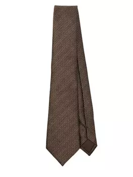 Галстук из шелкового жаккарда с узором от Giorgio Armani, коричневый