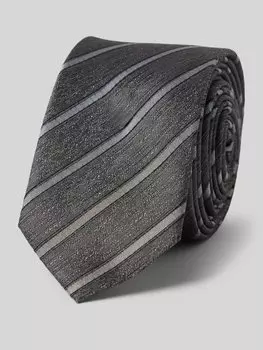 Галстук из супертонкого шелка с полосатым узором OLYMP Level Five, черный