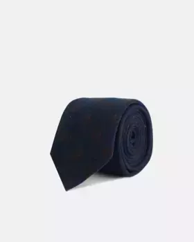 Галстук из темно-синей шерсти с половинным узором Silbon, тёмно-синий