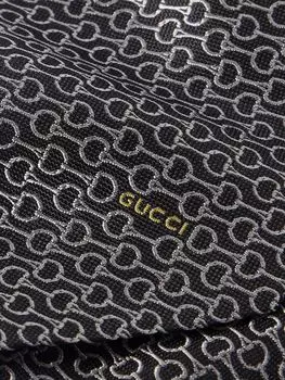 Галстук из жаккардового шелка с логотипом 7 см GUCCI, цвет Charcoal