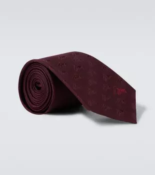 Галстук из жаккардового шелка с вышитым логотипом Gucci, Bordeaux