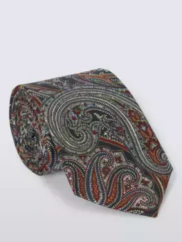 Галстук John Lewis Silk Paisley, темно-синий