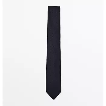 Галстук Massimo Dutti 100% Garza Silk Micro Textured, темно-синий