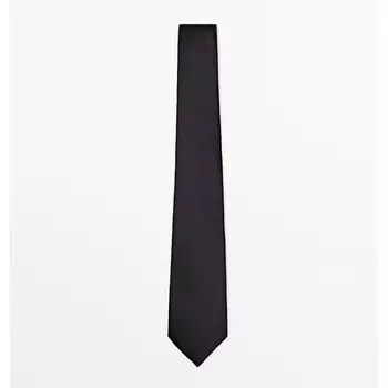 Галстук Massimo Dutti 100% Silk Textured, темно-cиний