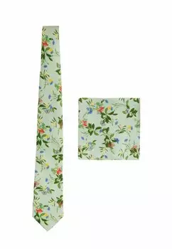 Галстук REGULAR - KEW GARDENS FLORAL SET - Pocket square Next, зеленый