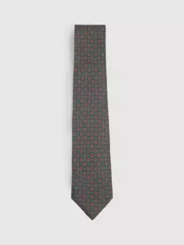 Галстук Reiss Aderci Silk Geometric, цвет forest green