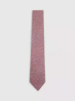 Галстук Reiss Noto Silk Circle Floral, цвет dusty pink