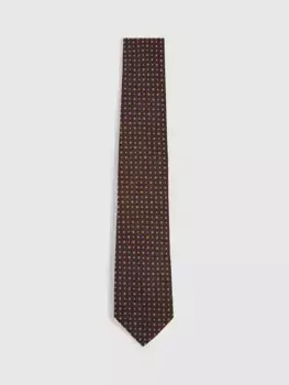 Галстук Reiss Pelosa Silk Blend Geometric, цвет tobacco/navy
