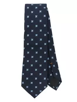 Галстук с цветочной вышивкой Zegna, синий