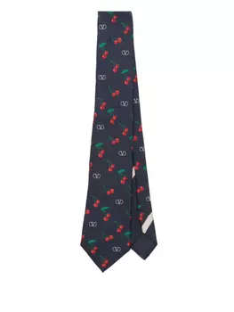 Галстук с мотивом вишни Valentino Garavani, синий