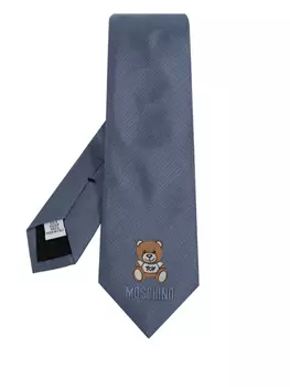 Галстук с вышитым медведем Moschino, синий