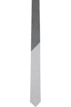 Галстук университетская полоска из льна и хлопка Tonal Thom Browne, серый