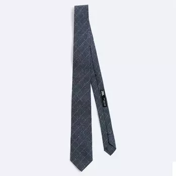 Галстук Zara 100% Silk Jacquard, темно-синий