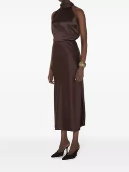 Galvan London атласная блузка Sienna, коричневый