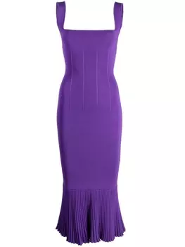 Galvan London платье миди Atalanta с баской, фиолетовый