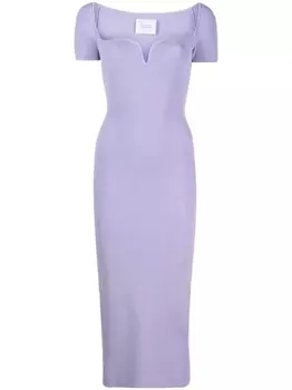 Galvan London платье миди Gaia в рубчик с V-образным вырезом, фиолетовый