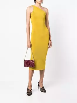 Galvan London платье миди на одно плечо, желтый