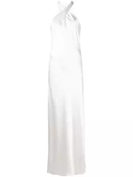 Galvan London платье Monaco с перекрестными бретелями, белый
