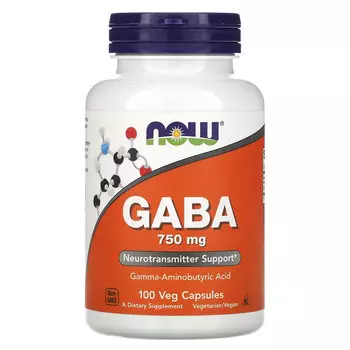 ГАМК NOW Foods 750 мг, 100 растительных капсул