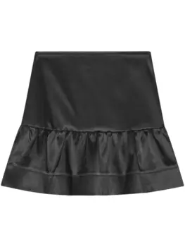 GANNI атласная юбка мини с оборками, черный