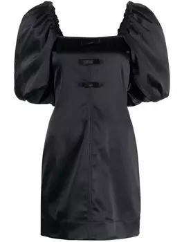 GANNI атласное платье мини с бантом, черный