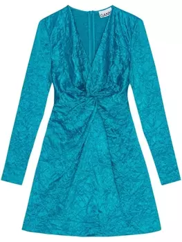 GANNI атласное платье с жатым эффектом, синий