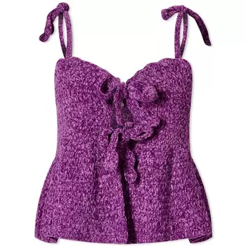 Ganni Бархатный топ-бандо крючком с бретелями