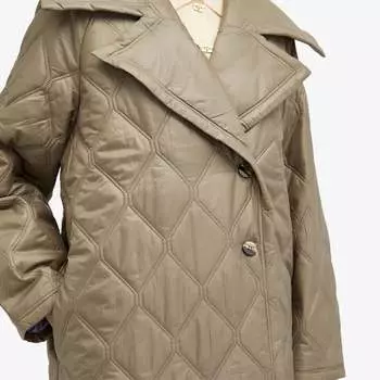 Ganni Блестящее стеганое пальто, серый