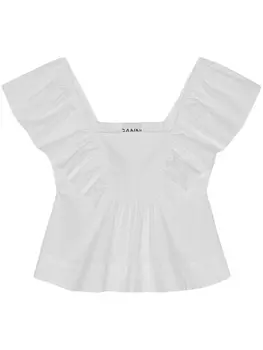 GANNI блузка без рукавов с оборками, белый