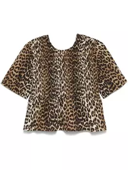 GANNI блузка с леопардовым принтом, коричневый