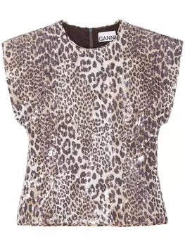 GANNI блузка с леопардовым принтом, нейтральный