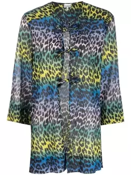 GANNI блузка с леопардовым принтом, синий