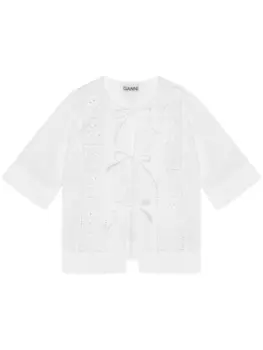 GANNI блузка с вышивкой, белый