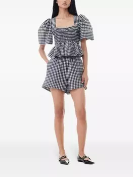 GANNI блузка в клетку, черный