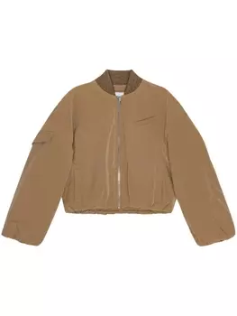 GANNI бомбер с вышитым логотипом, коричневый