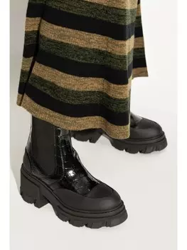 GANNI ботинки высотой 80 мм с тиснением под крокодила, черный