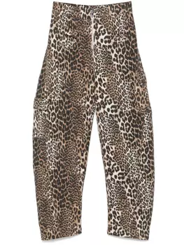 GANNI брюки с леопардовым принтом, коричневый