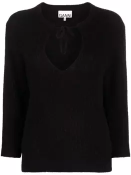 GANNI cut-out ribbed-knit jumper, черный