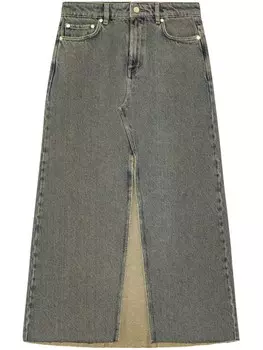 GANNI длинная джинсовая юбка, серый