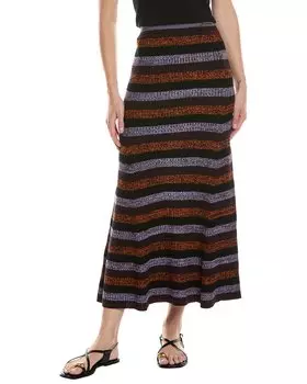 GANNI Длинная шерстяная юбка в рубчик, черный