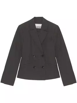 GANNI двубортный блейзер, черный